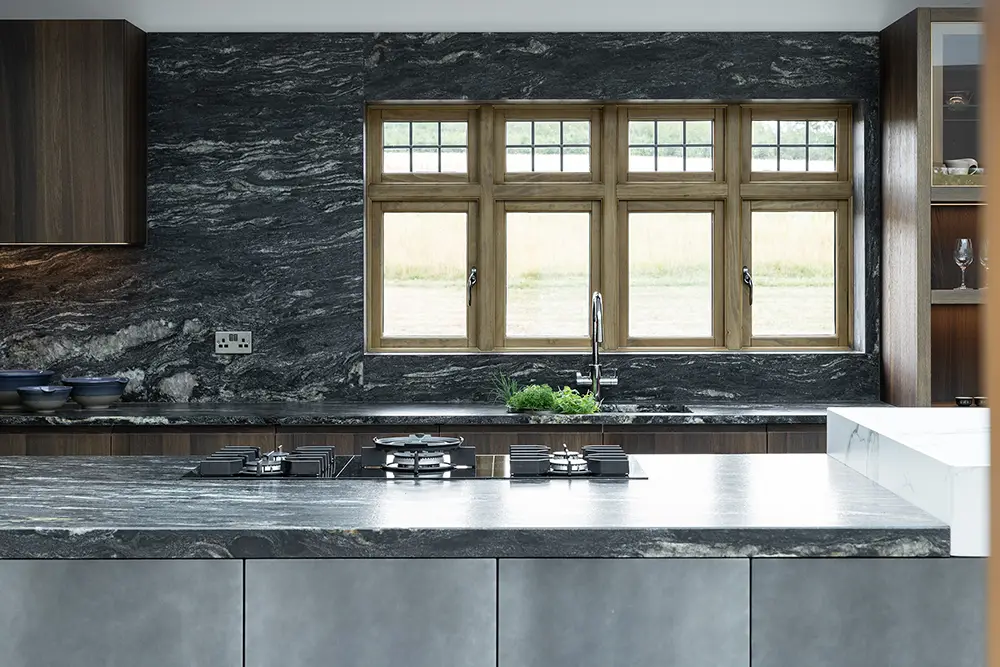 grey/white marble kitchen